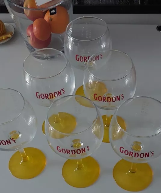 6x Gordons Gin, Ballonglas Gläser Gin Tonic Glas, Cocktailglas, Lemon 30cl