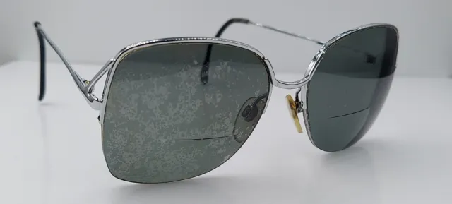 Vintage Silver Oval Metal Half-Rim Sunglasses FRAMES ONLY