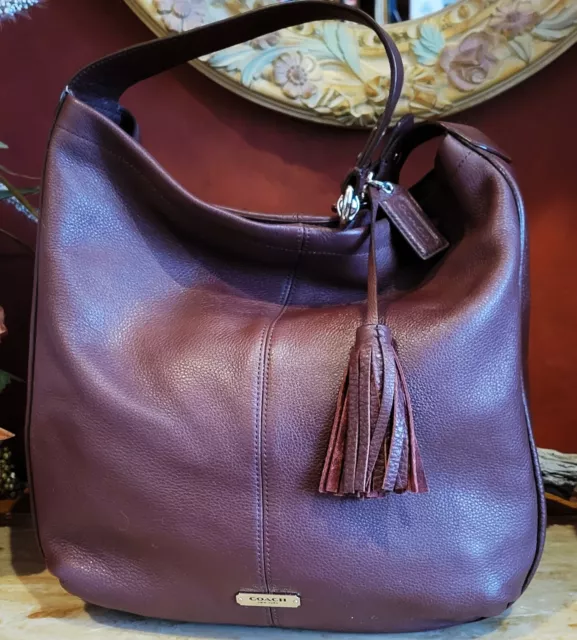 COACH AVERY Choc Brown Pebble Leather Large Hobo Shoulder Bag F23309 $398 - EUC
