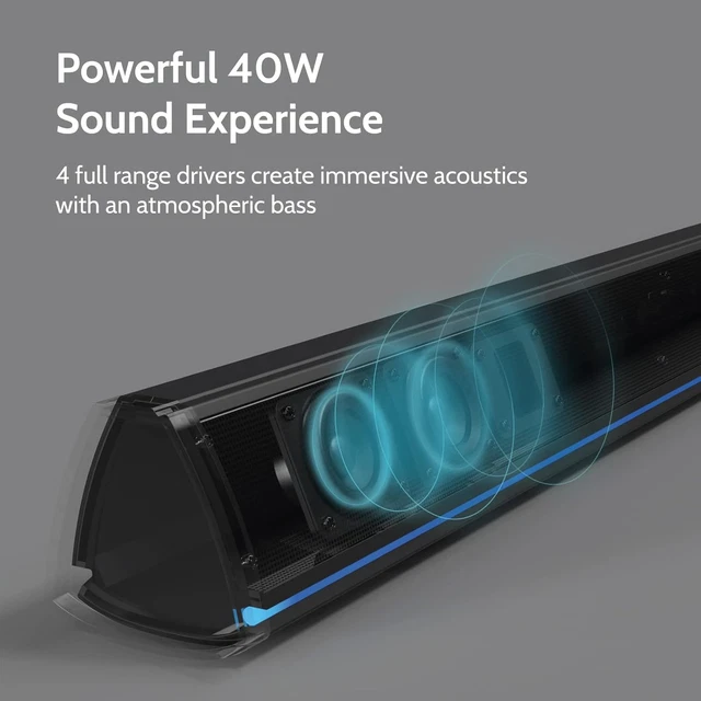 SOUND BAR FOR TV, Bluetooth Soundbar, Gaming Speakers, RGB LED Display