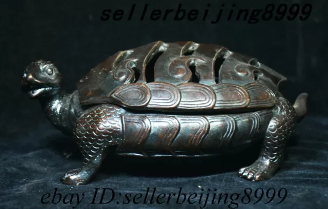 Chinese Feng Shui Bronze tortoise longevity turtle statue Incense Burner censer