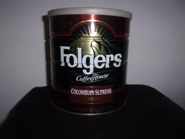 Coffee can with lid, Folgers Coffee House Colombian Supreme 2lb. 2.5 oz.