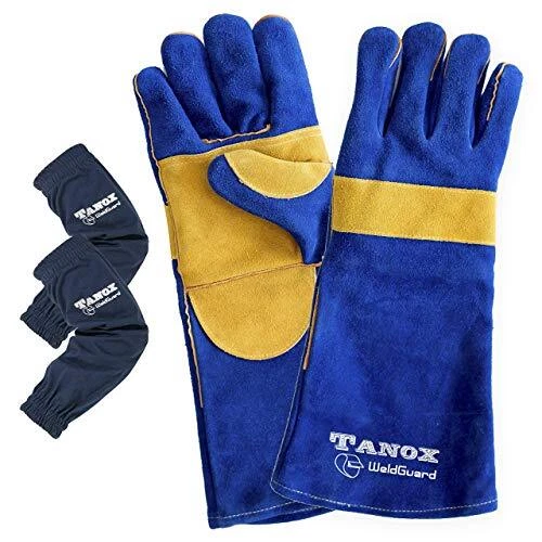 Leather Forge Welding Gloves Heat/Fire Resistant, Mitts16 inch long for