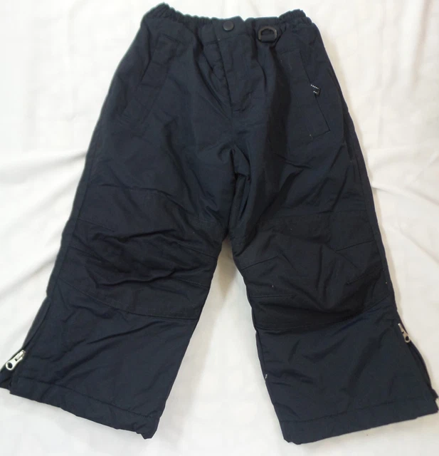 Land's End ski snow pants Unisex  4, side zip,  insulated, navy  with gaiters