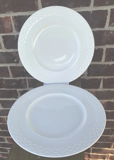 Mikasa Bone China Ortley Dinner Plates Set Of 4 Embossed Basket Weave