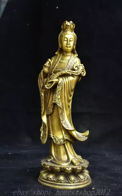 10.8.Alte chinesische Messing Bronze Kwan-Yin GuanYin Göttin Buddha Statue