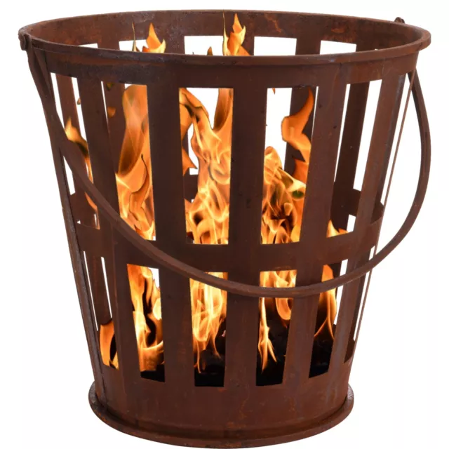 Feuerkorb  Feuerstelle Gartenkamin Lagerfeuer Metallkorb 40x38cm Rost-Optik F760