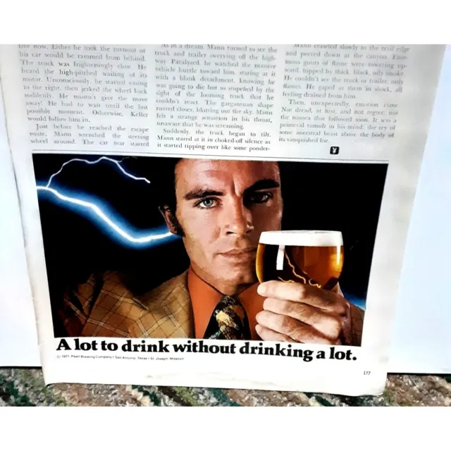 Vintage 1971 Pearl Brewing Company Beer Ad Original epherma