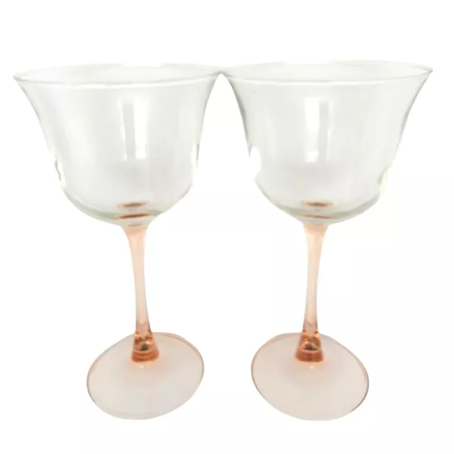 Cristal DArques Durand Wine Glass Rose Stem 7"  Americana Roseby  Set of 2