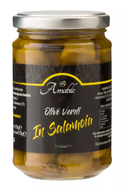 Olive verdi Nocellara incise in salamoia vaso 310gr 