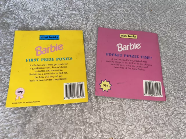 Vintage 90s Barbie Books First Prize Ponies & Pocket Puzzle Time Great Condition 2