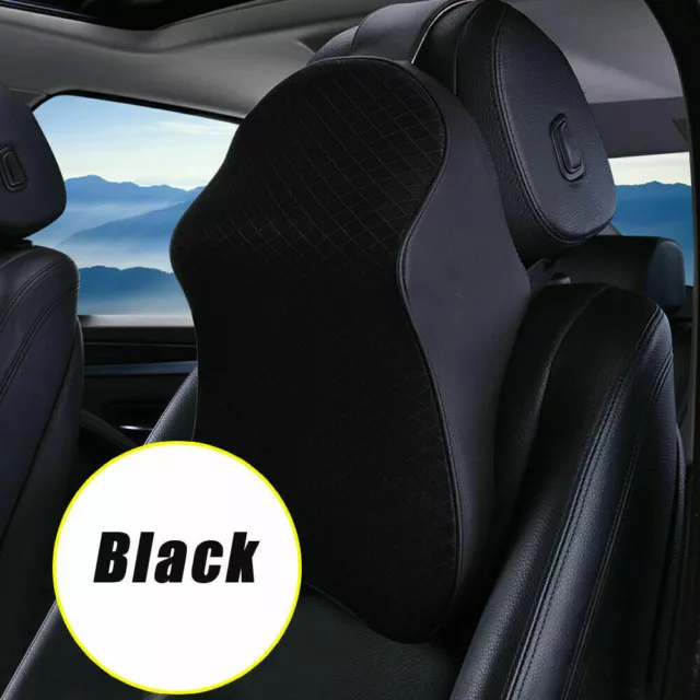 Black Car Seat Pad Head Neck Rest Support Cushion Memory Foam Pillow Headrest