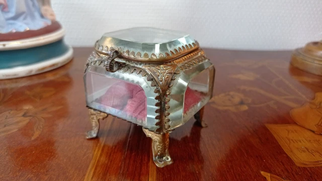 Boîte à Bijoux Napoléon III Rond En Verre Biseauté - À Restaurer - Occasion