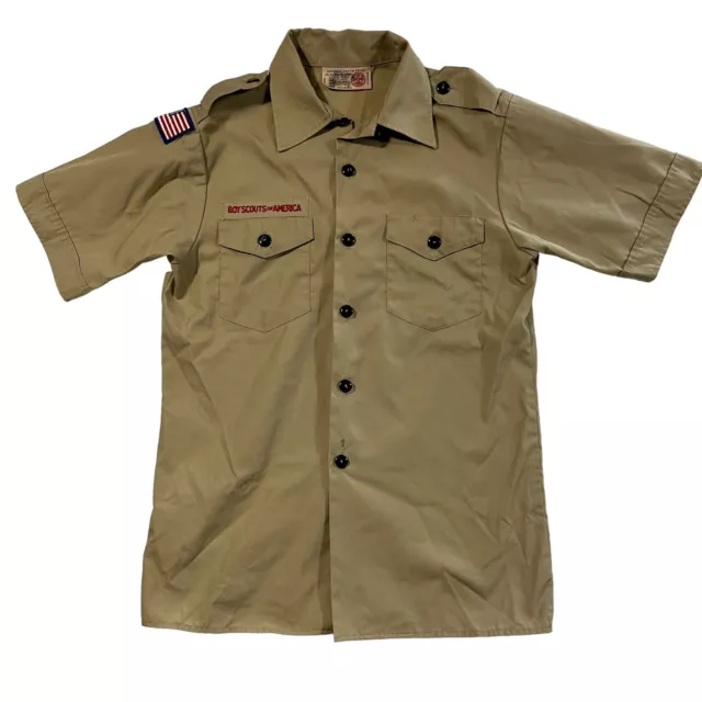 Boy Scout BSA Uniform Shirt Youth Large Short Sleeve Badges No Patches USA