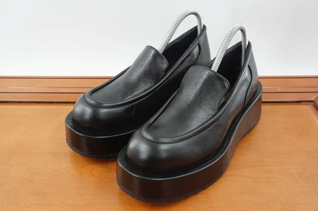 Paloma Barcelo Gael Womens 37 / 7 Shoes Black Leather Platform Chunky Loafers