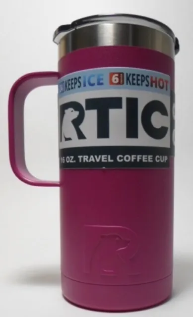 RTIC 16 Oz Stainless Steel Travel Coffee Cup mug Insulated Very Berry pink NEW
