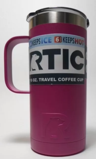 RTIC 16 Oz Stainless Steel Travel Coffee Cup mug Insulated Very Berry pink NEW