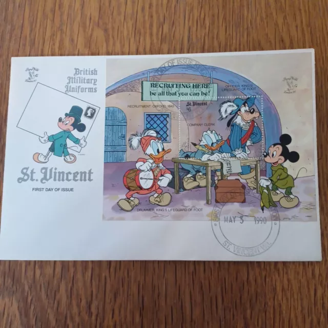 Disney FDC British Military Uniforms St.Vincent 1990