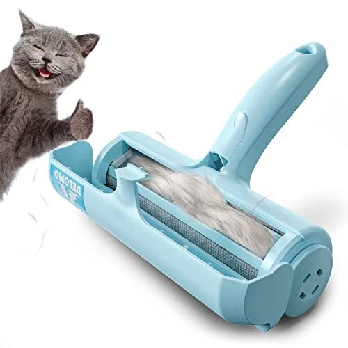 PET HAIR REMOVER Reusable Dog Cat Fur Rollers Blue DELOMO