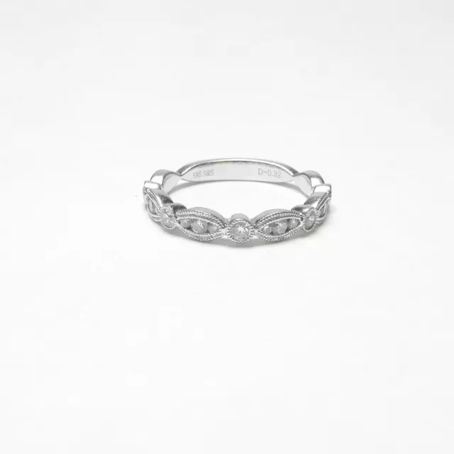 SULLIVAN'S Estate 14K White Gold 17 Brilliant Cut Diamond Band Ring 0.32 Cts