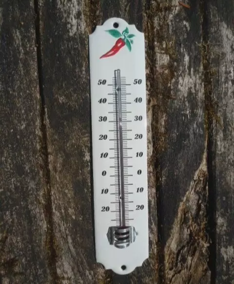 Thermometre décoratif extérieur en émail bleu