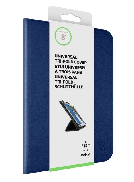 New  25 Belkin Up To 8" Universal Tri-Fold Cover Blue Tablet Holder Travel Cases