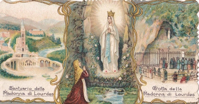 SANTINO HOLY CARD Antica Immagini Sacre Preghiera Madonna Di Lourdes
