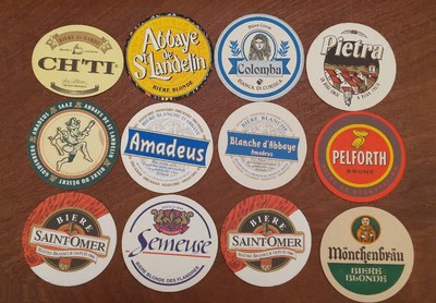 Lot de 7 SOUS BOCK BIERE Carlsberg Mutzig Cardinal Sinalco BEER BIER CERVEZA 