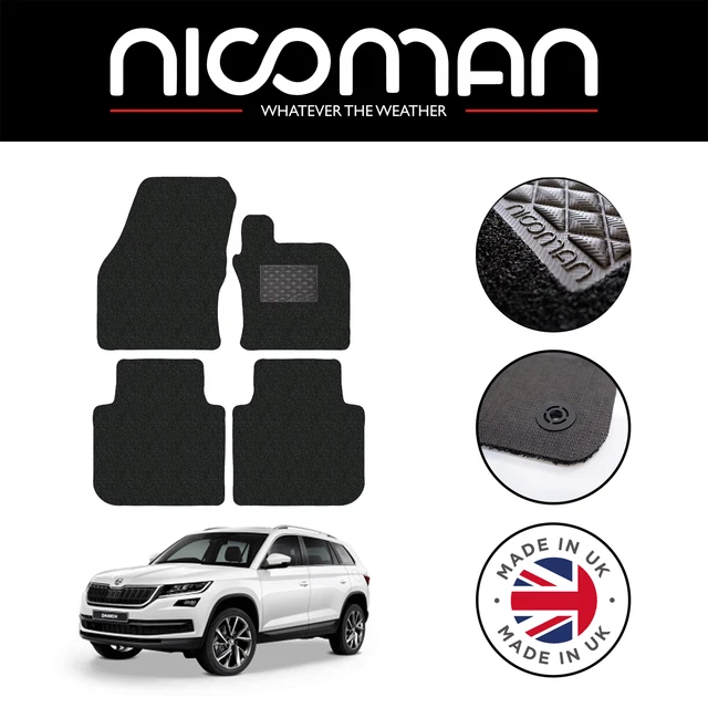 JVL Rubber Car Floor Mats For Skoda Octavia MK2 2004-2008 – Right Hand Drive, 4-Piece Set, Black