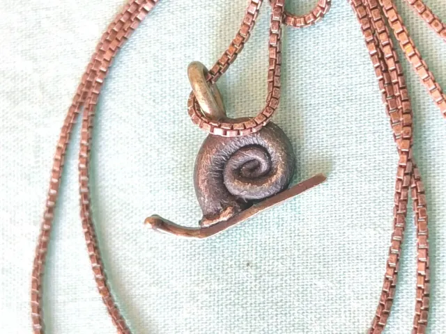 Vintage Sterling Silver Snail Necklace 16in Italy Chain Spring Garden Nature Bug