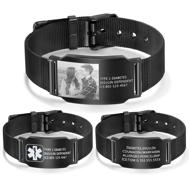 Pulseras personalizadas de identificación de alerta médica para hombre para padre