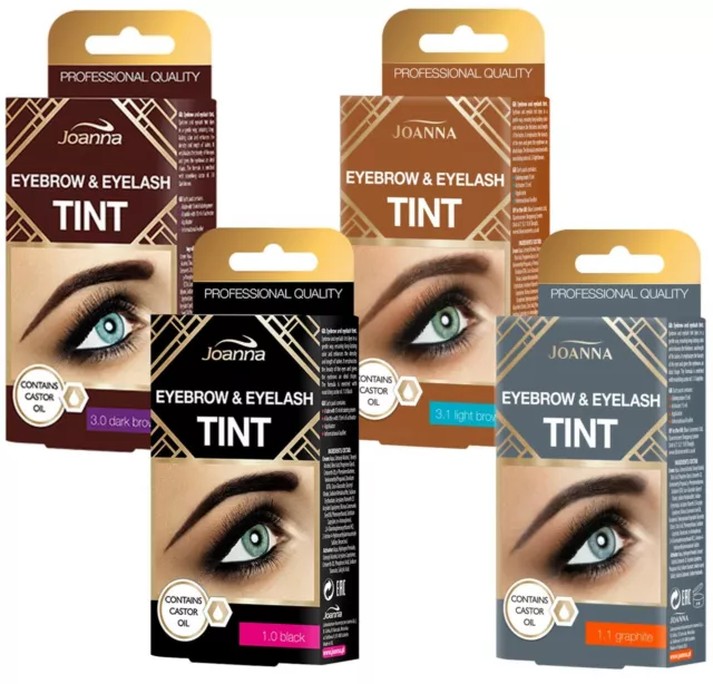 Joanna Henna Eyebrow Tint Black Brown Cream Eyelash Full Dye Lash Kit SET 15ml