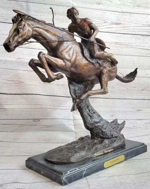 Cheyenne by Frederic Remington Solid Bronze Sculpture Statue Signed & Fast Ship