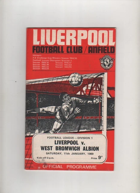 LIVERPOOL V W B A 11th JANUARY 1969 DIVISION 1 F L REVIEW V3 No liverpool-v-w-b-a-11th-january-1969-division-1-f-l-review-v3-no