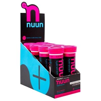 Nuun Sport + Cafeína Electrolitos Bebidas Cereza Limada Paquete de 10 Unidades