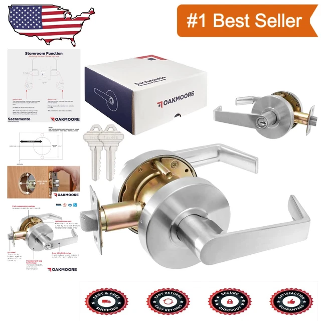 HEAVY DUTY COMMERCIAL Door Handle with Storeroom Lock Function - Nickel ...