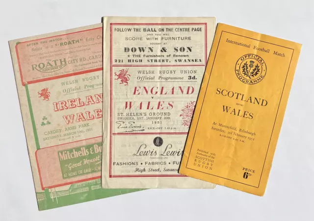 England /Ireland/Scotland V Wales Welsh Rugby Union Programmes 1951