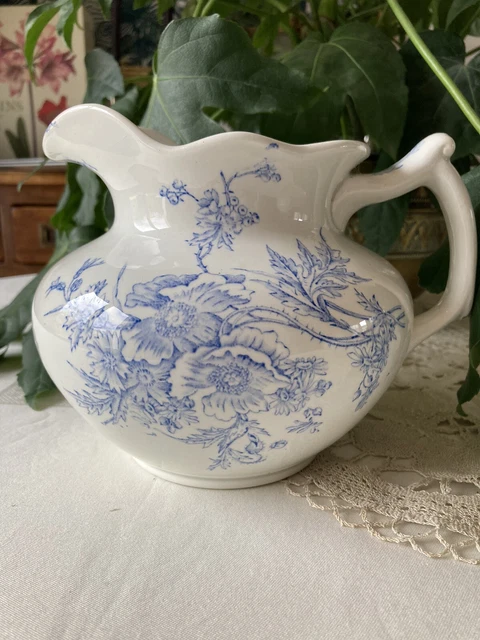 Broc / pichet joufflu ancien en faïence BL & Cie Bleu