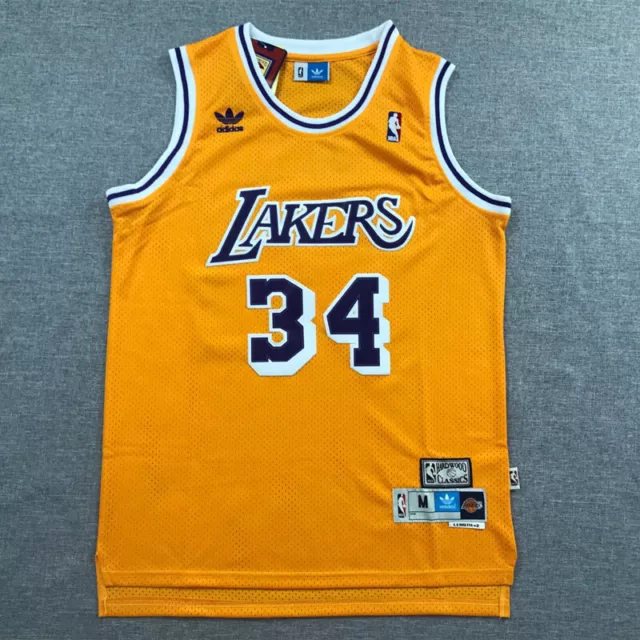 Retro Shaquille O'Neal #34 Los Angeles Lakers Basketball Jersey Stitched Yellow