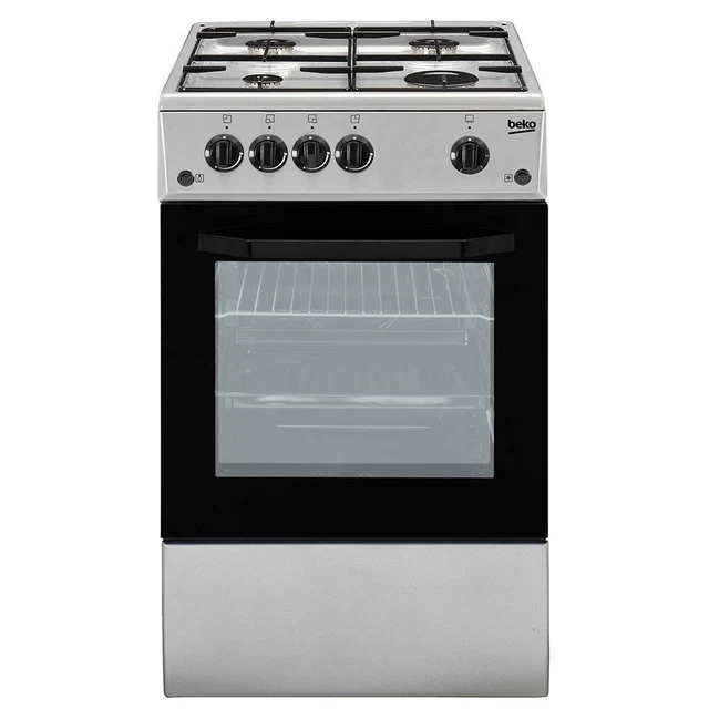 Beko CSS42014FS four et cuisinière Gaz Noir, Argent A