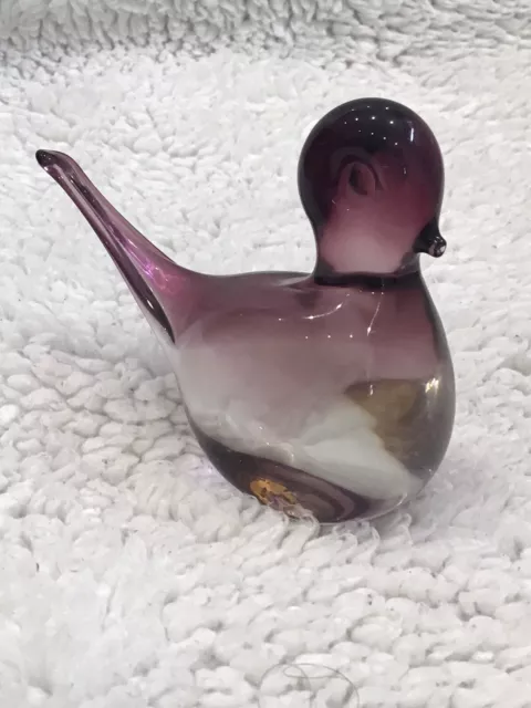 Murano Hand Blown Cranberry Glass Bird Figurine Paper Weight Made in Italy