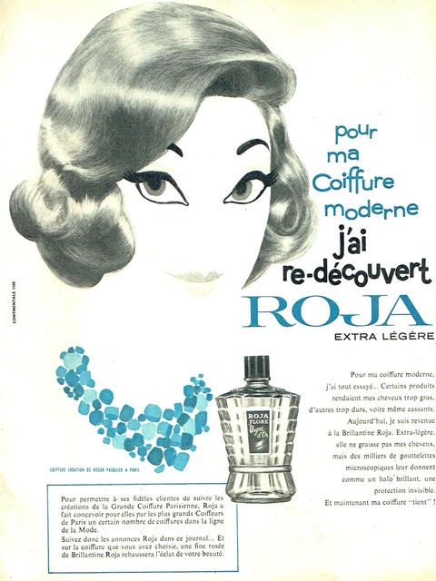 tf611 belle PUBLICITE ANCIENNE 1950 dessin femme brillantine Roja ne