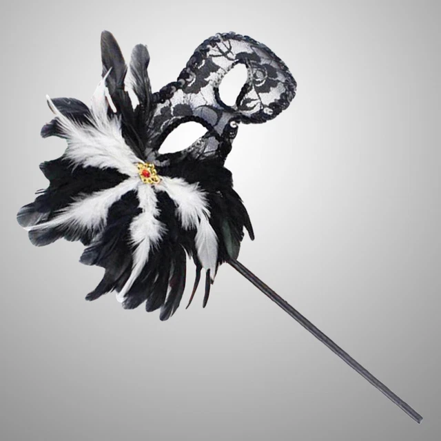 Mardi Gras Costumes Halloween Party Favor Gift Feathered With Stick