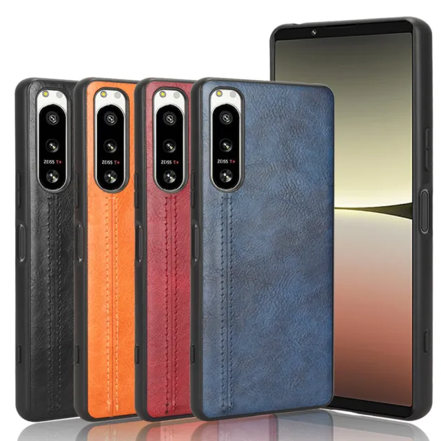 For Sony Xperia 5 IV, Shockproof Hybrid Retro PU Leather Soft Rubber Case Cover