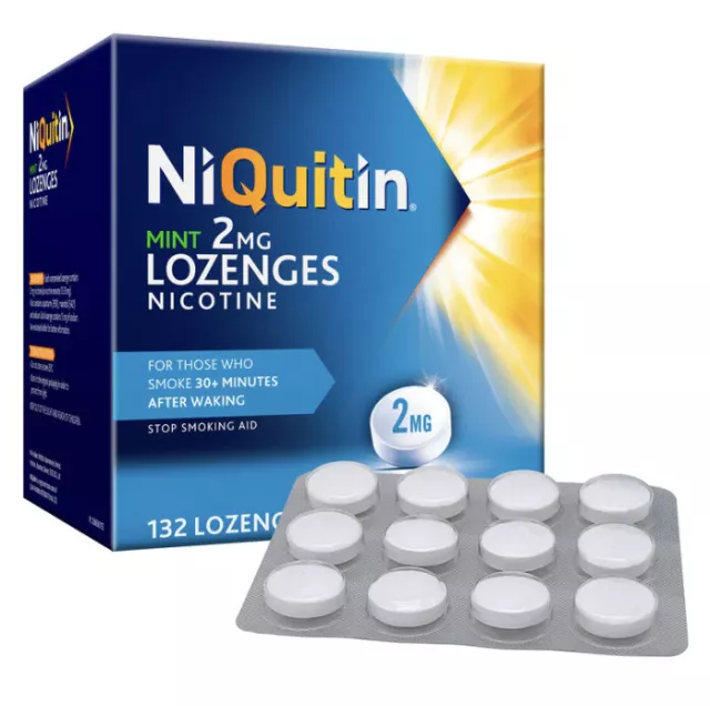 NiQuitin Mint Nicotine Lozenges 2mg - 132 Pack - Stop / Quit Smoking Addiction