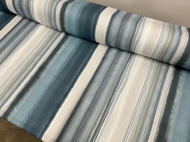 LINEN STRIPE  FABRIC CURTAIN BLIND  DRESS MATERIAL 140 CM WIDE ROMO Palermo blue