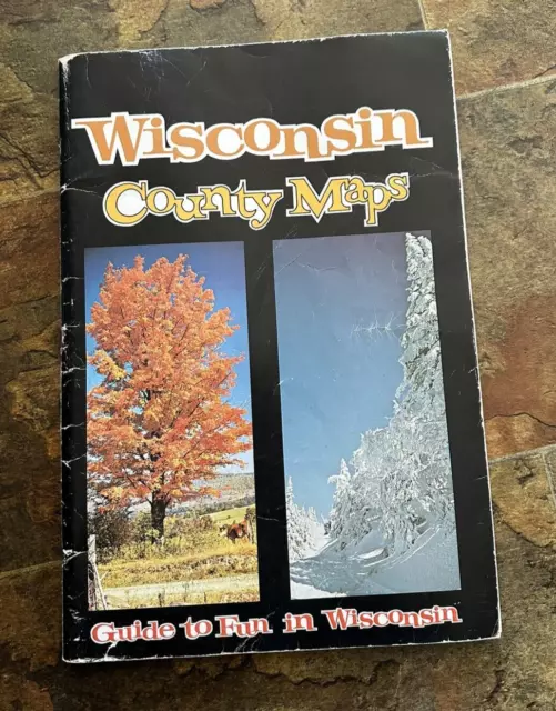 Wisconsin County Maps FUN GUIDE Lakes 1986 Clarkson Map Atlas Gazetteer Vintage