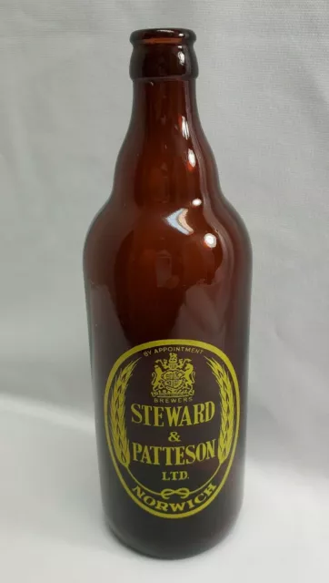 Steward & Patteson Ltd Brown Glass Beer Ale Bottle Norwich Vintage