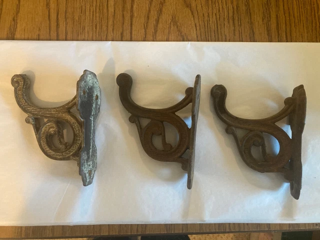 Set Of 3 Vintage Antique Solid Cast Brass Wall Sconces Brackets Poss Late 1800s