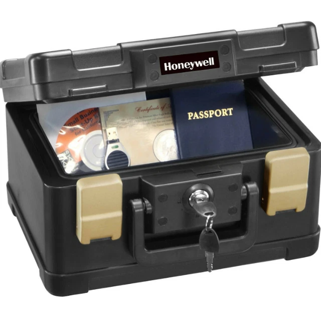 Waterproof Fireproof Lock Key Safe Box Chest Case Jewelry Money File Protection
